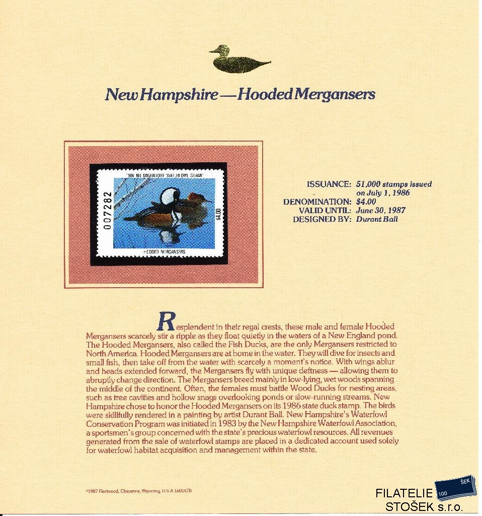 USA známky New Hampshire Hooded Mergansers