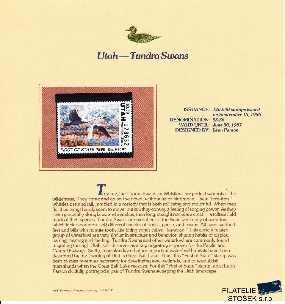 USA známky Utah - Tundra Swans