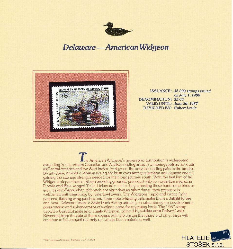 USA známky Delaware - American Widgeon