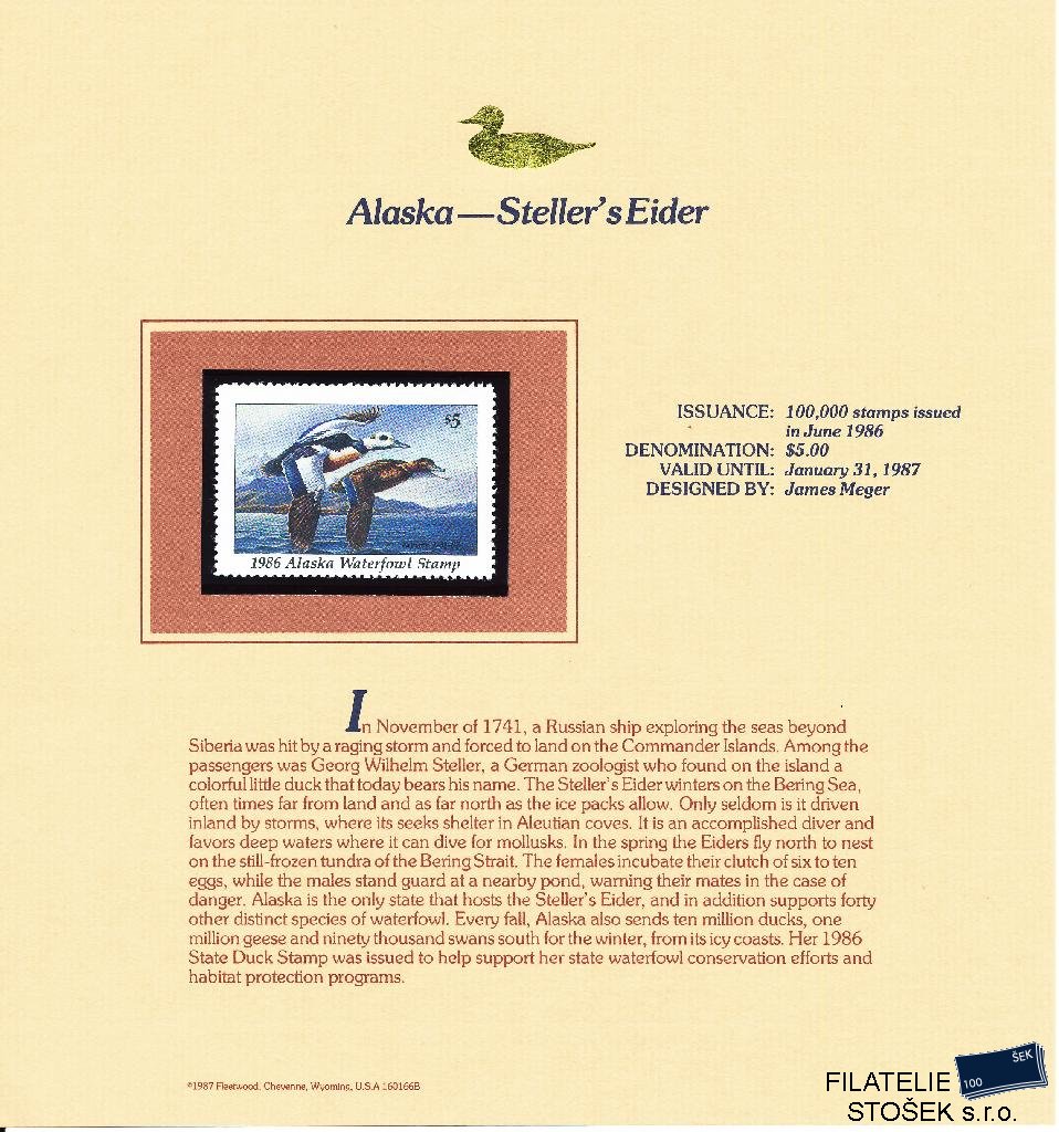USA známky Alaska - Steller´s Eider