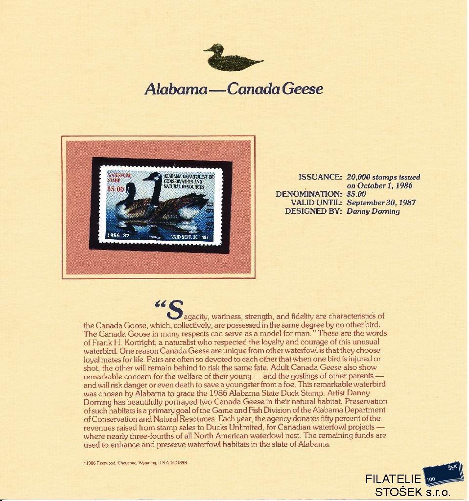 USA známky Alabama - Canada Geese