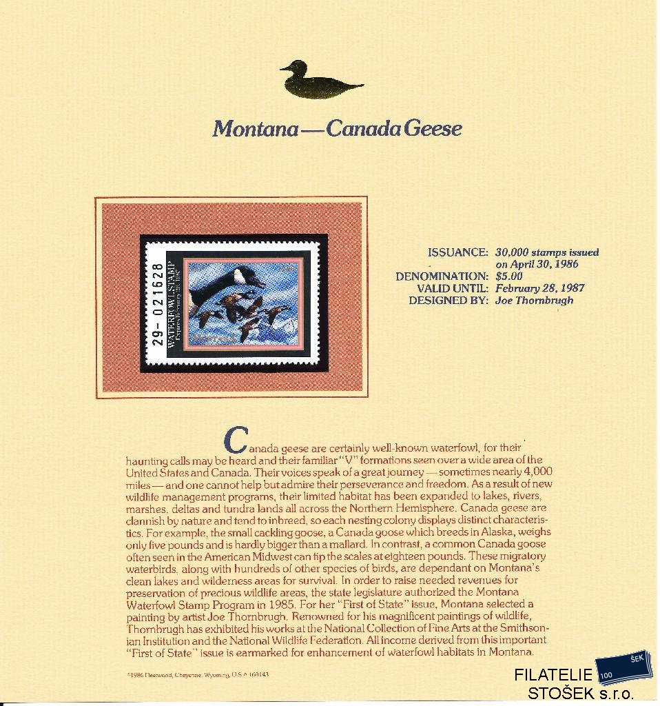 USA známky Montana - Canada Geese