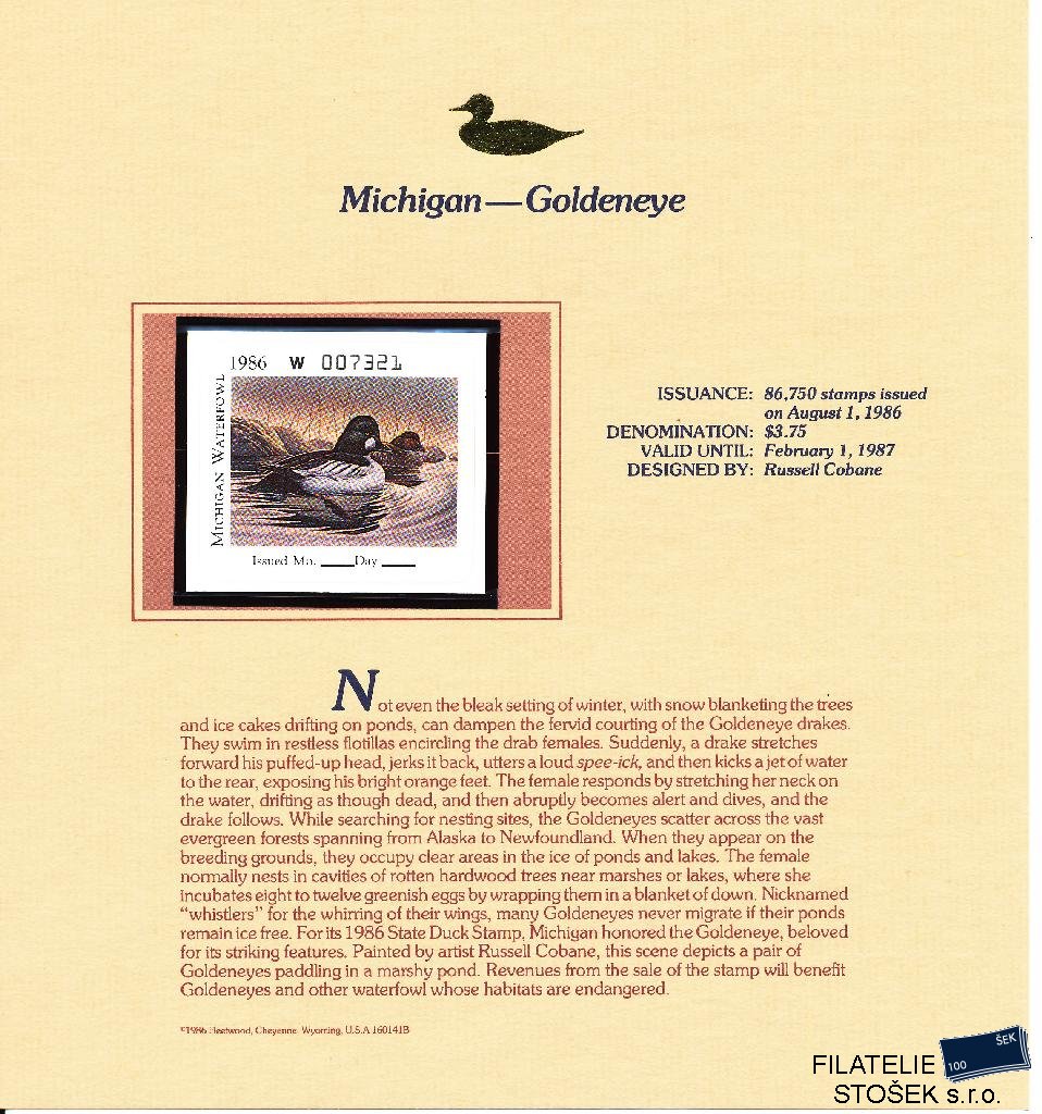 USA známky Michigan - Goldeneye