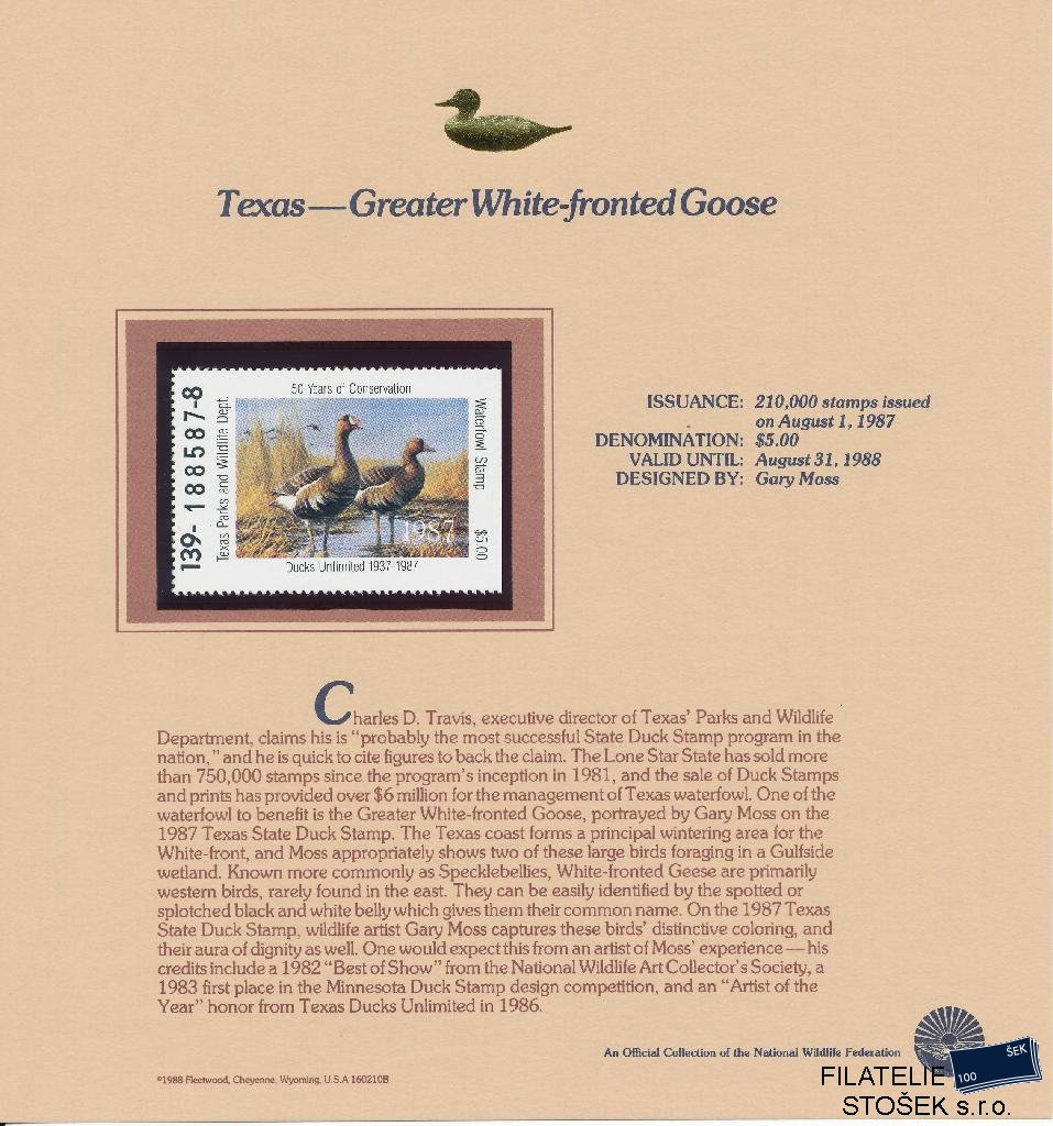 USA známky Texas - Greater White-fronted Goose