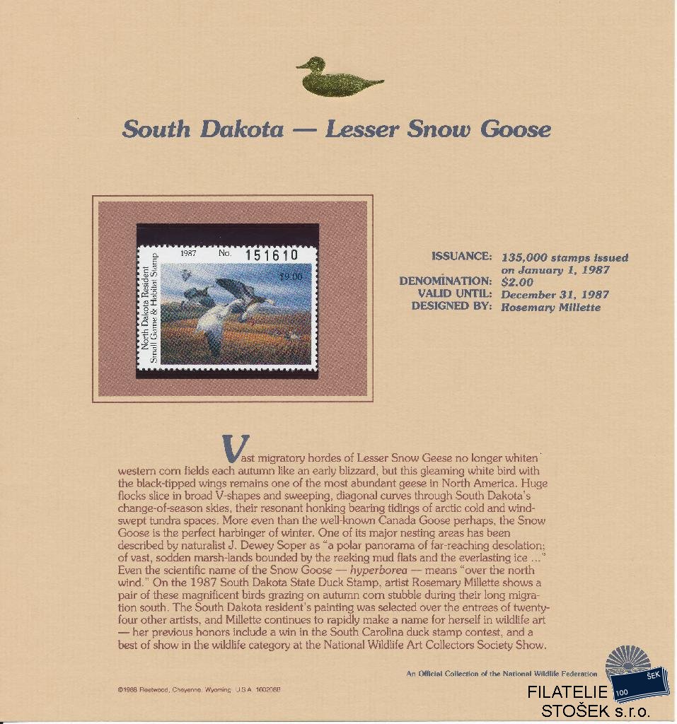 USA známky South Dakota - Lesser Snow Goose