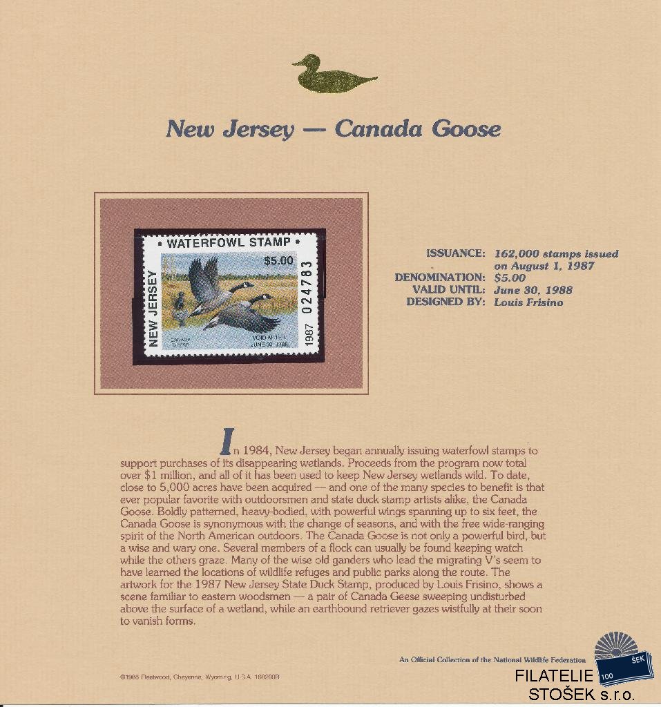 USA známky New Jersey - Canada Goose