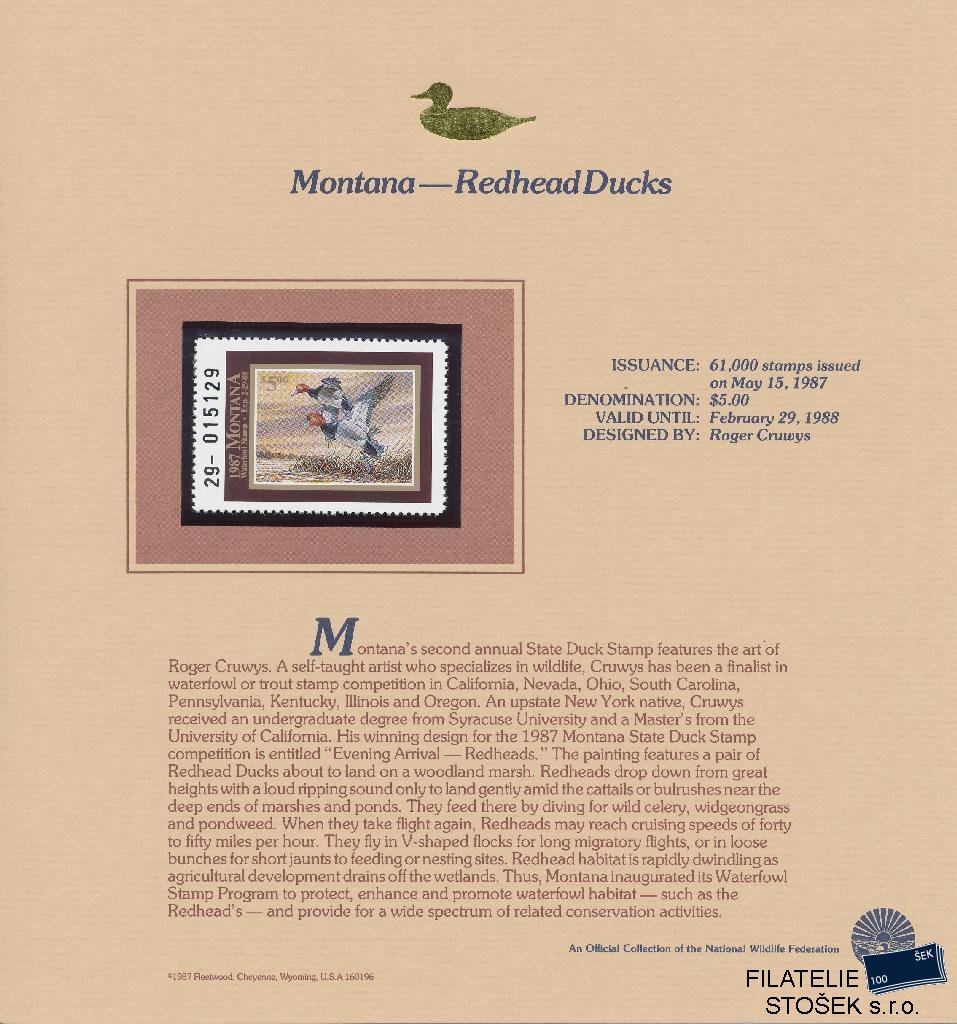 USA známky Montana - Redhead Ducks