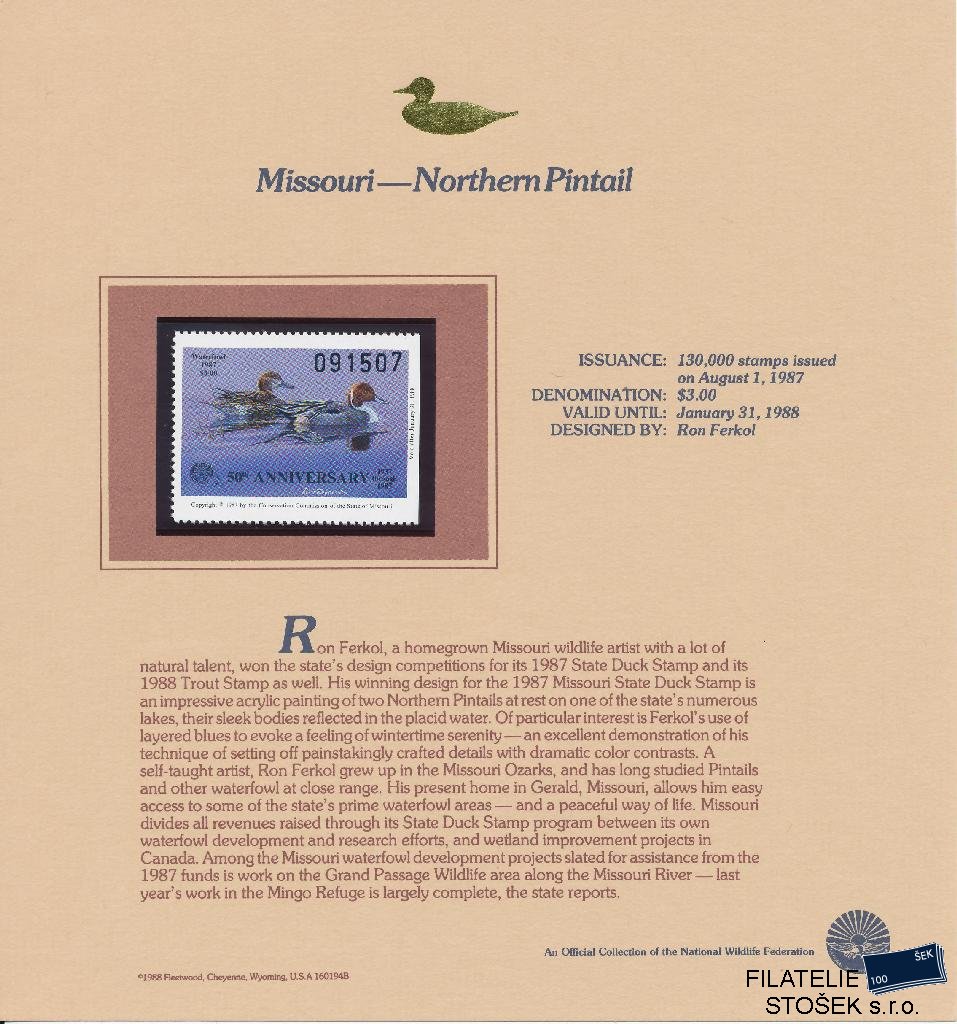 USA známky Missouri - Northern Pintail