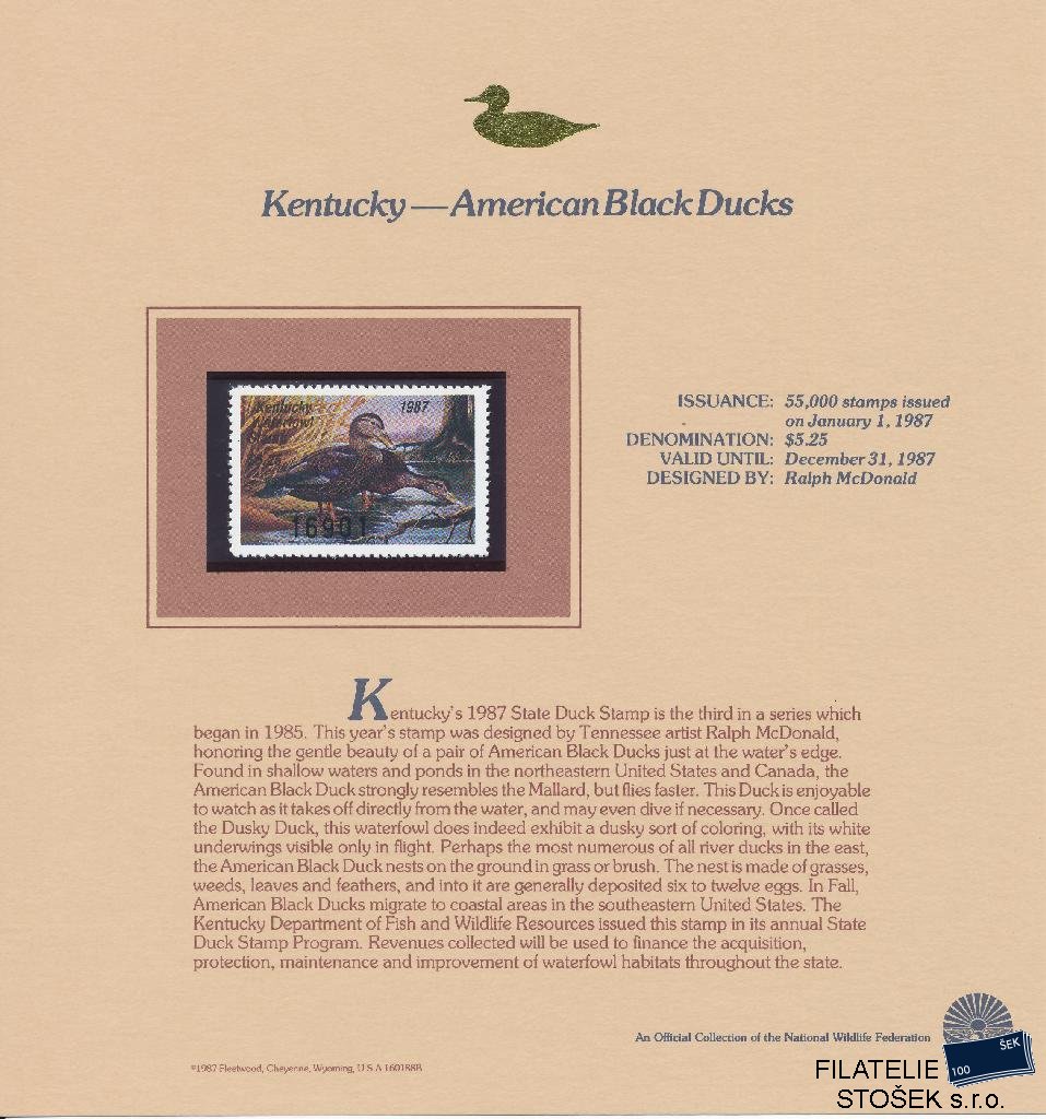 USA známky Kentucky - American Black Ducks