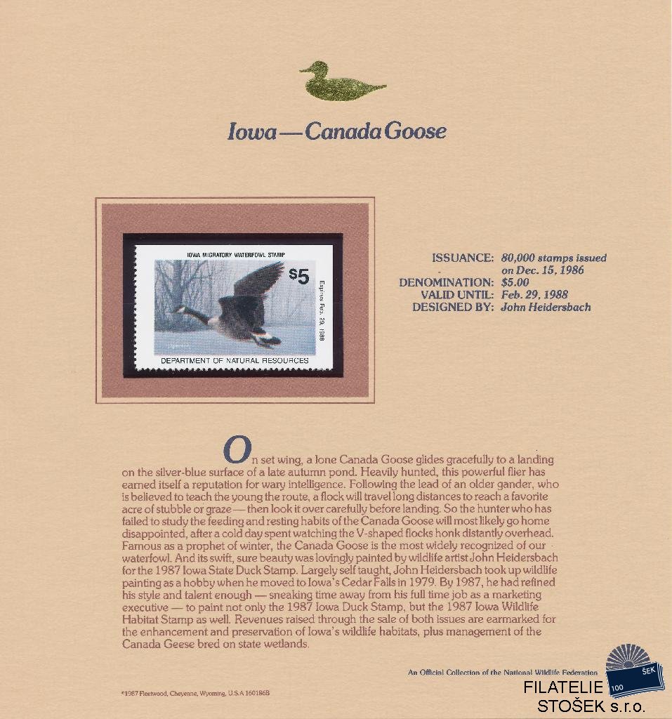 USA známky Iowa - Canada Goose