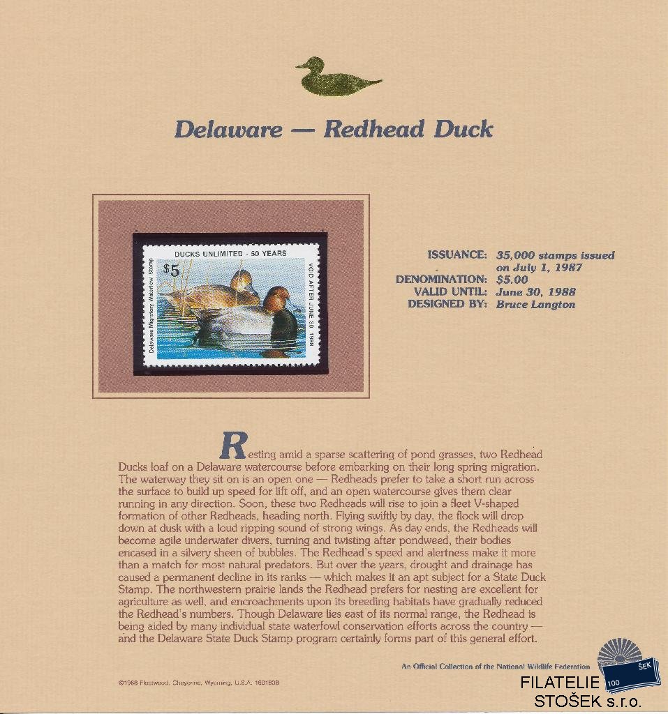 USA známky Delaware - Redhead Duck