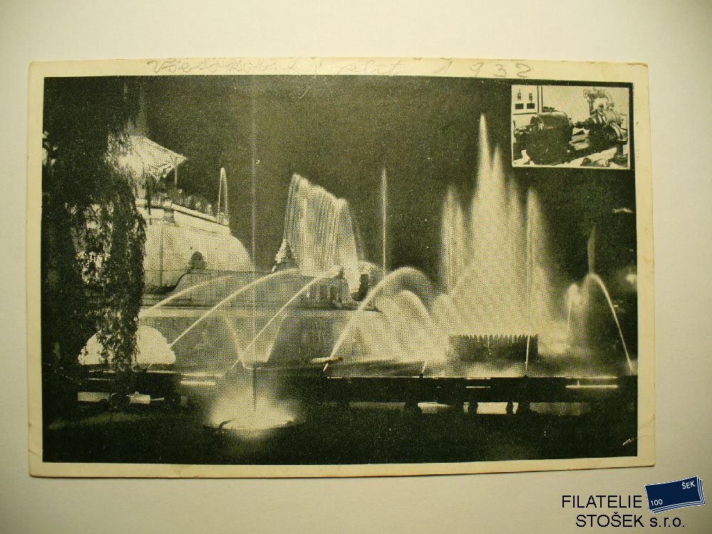 Praha Sletová fontána v Praze 1932  - pohledy