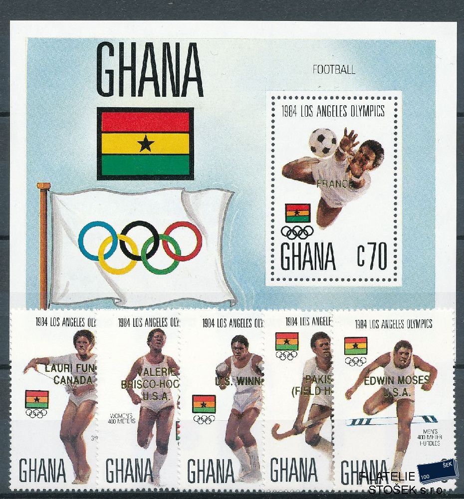 Ghana známky Mi 1079-83 + Blok 115