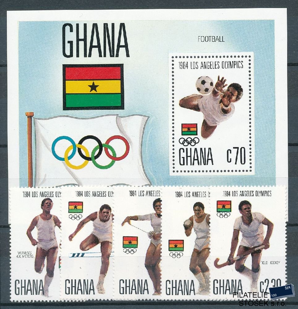 Ghana známky Mi 1048-52 + Blok 109