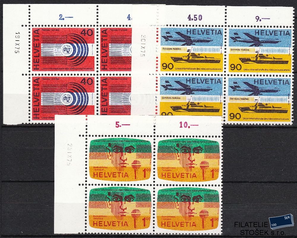 Švýcarsko známky UIT Mi 11-13 4 Blok