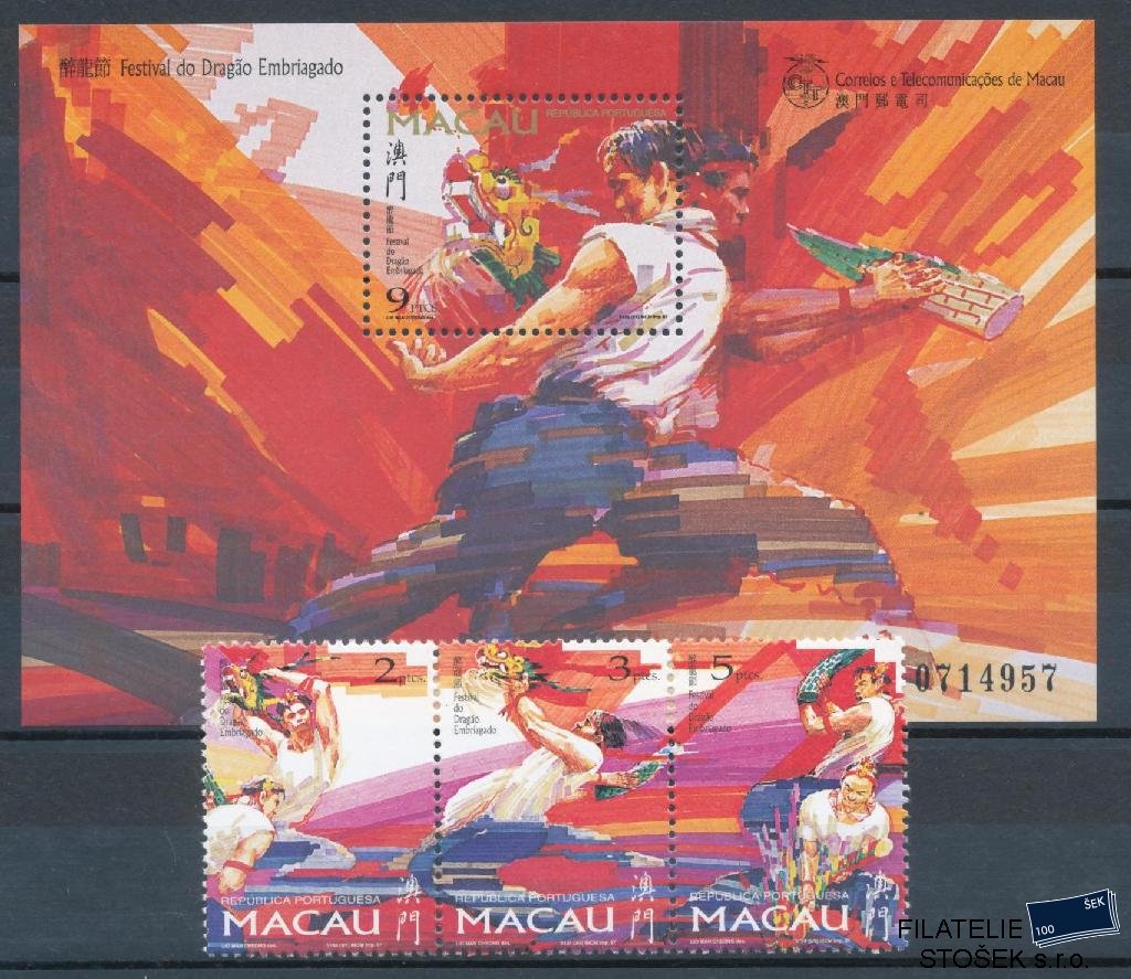 Macao známky Mi 913-915 + Bl. 45