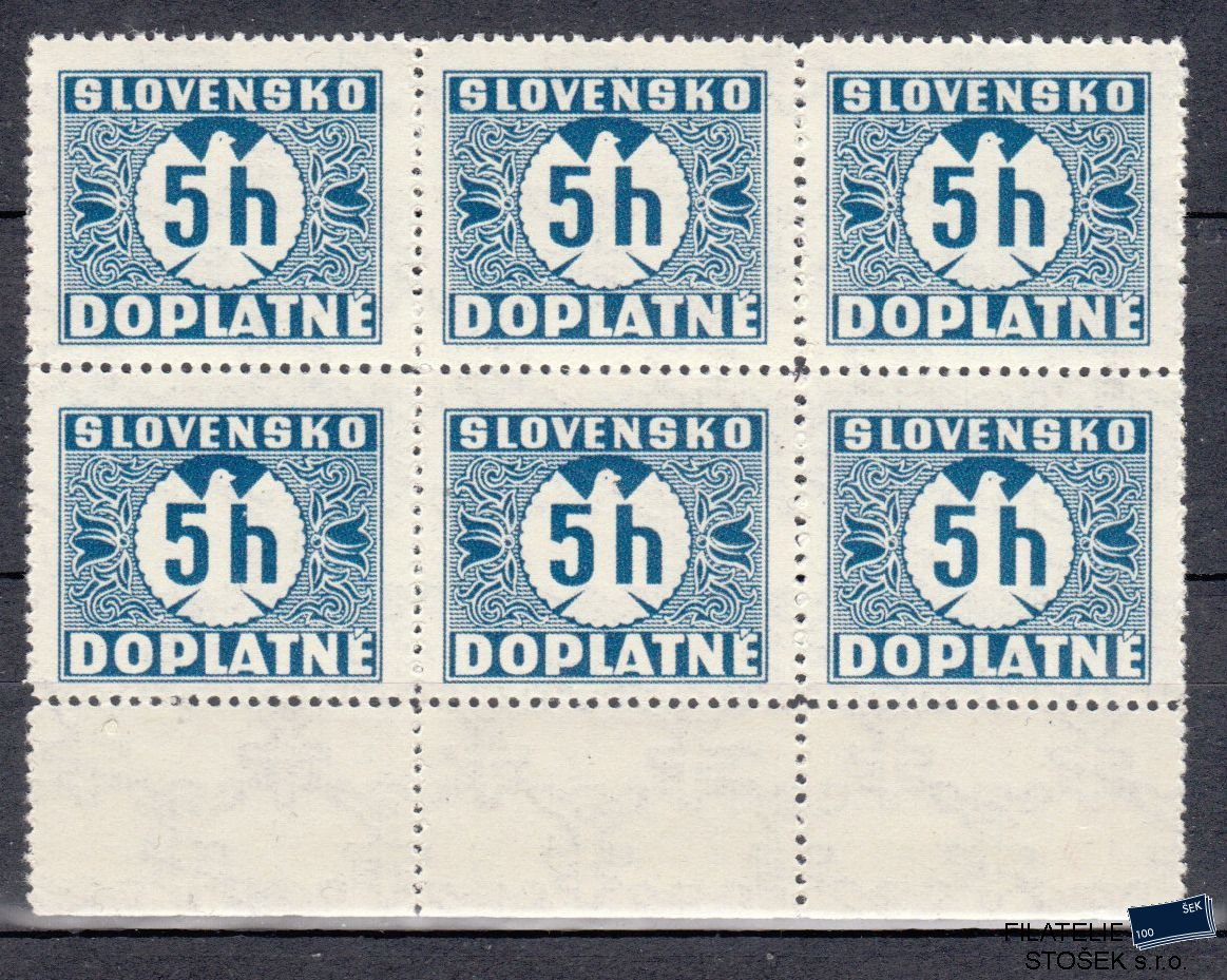 Slovenský štát známky DL 1Y 6 Blok Průsvitka