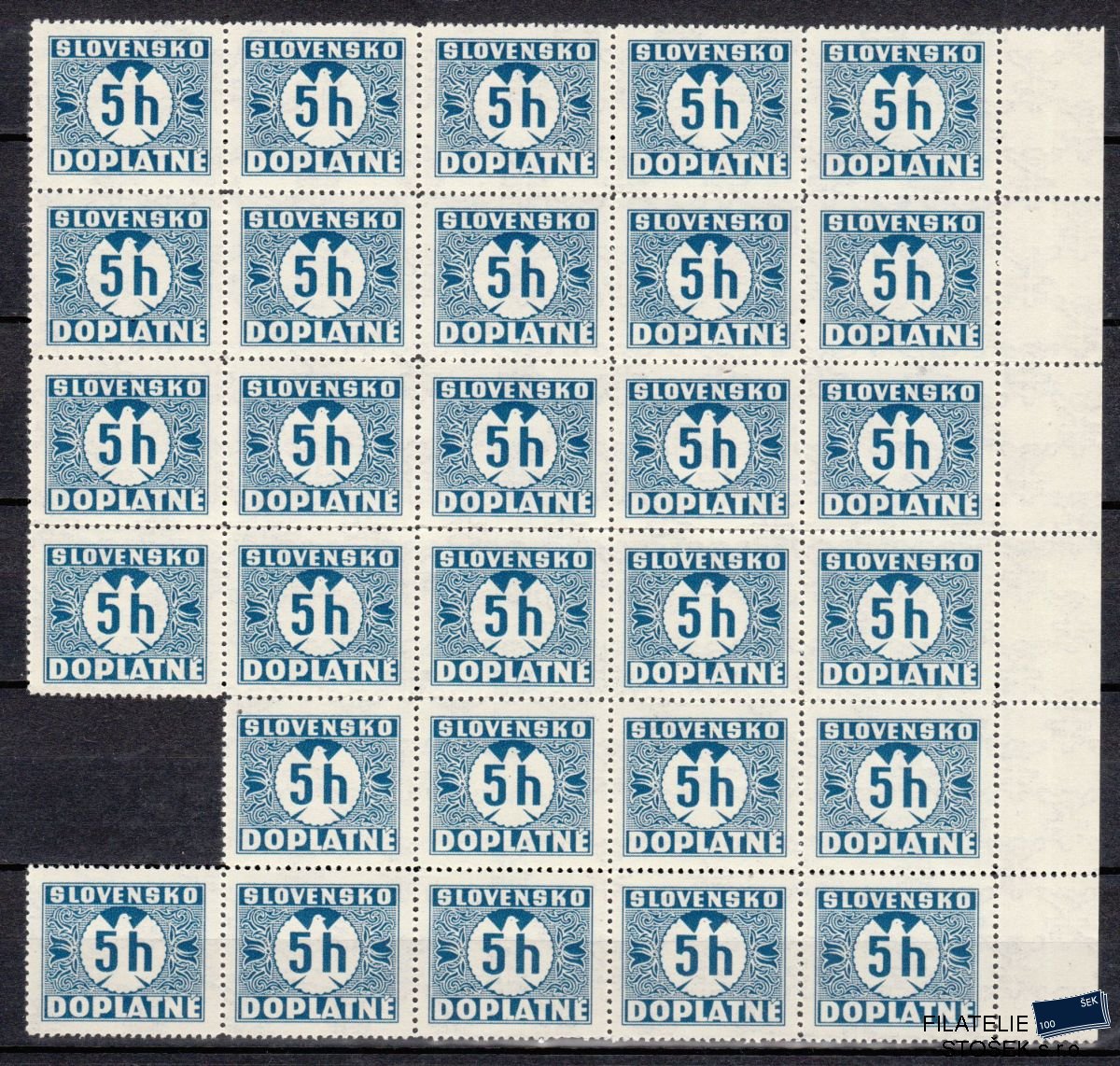 Slovenský štát známky DL 1Y 29 Blok Průsvitka