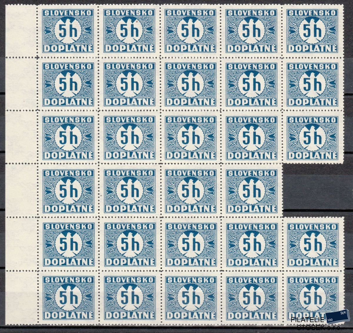 Slovenský štát známky DL 1Y 29 Blok Průsvitka