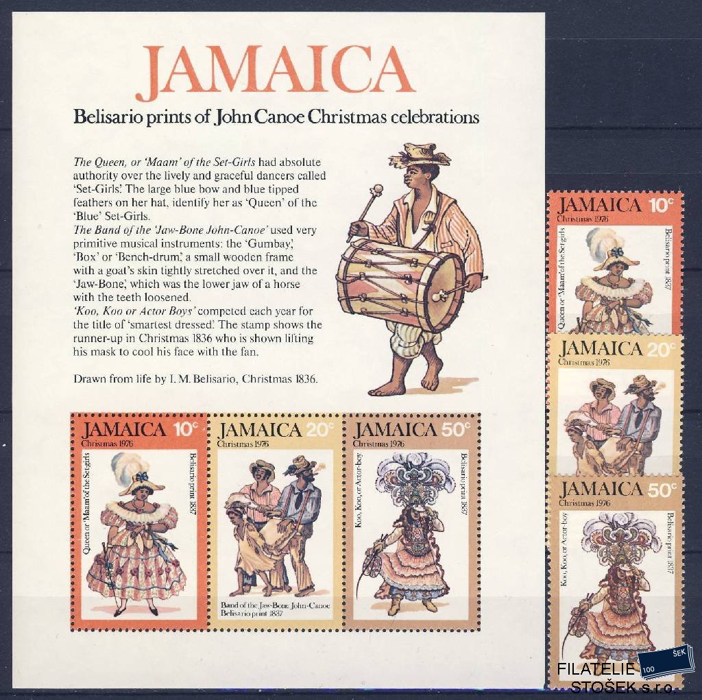 Jamaica známky Mi 0416-8+Bl.10