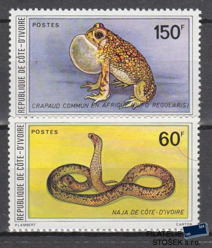 Elfenbeinküste známky Mi 647-48 - Žáby, Plazi