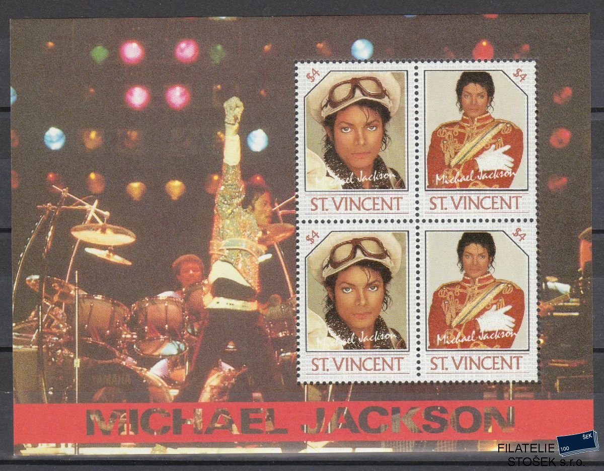 St. Vincent známky Mi Blok 29 - Michael Jackson