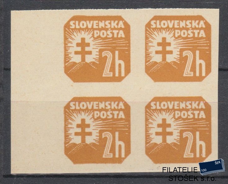 Slovenský štát známky NV 10y - Svislý rastr 4 Blok