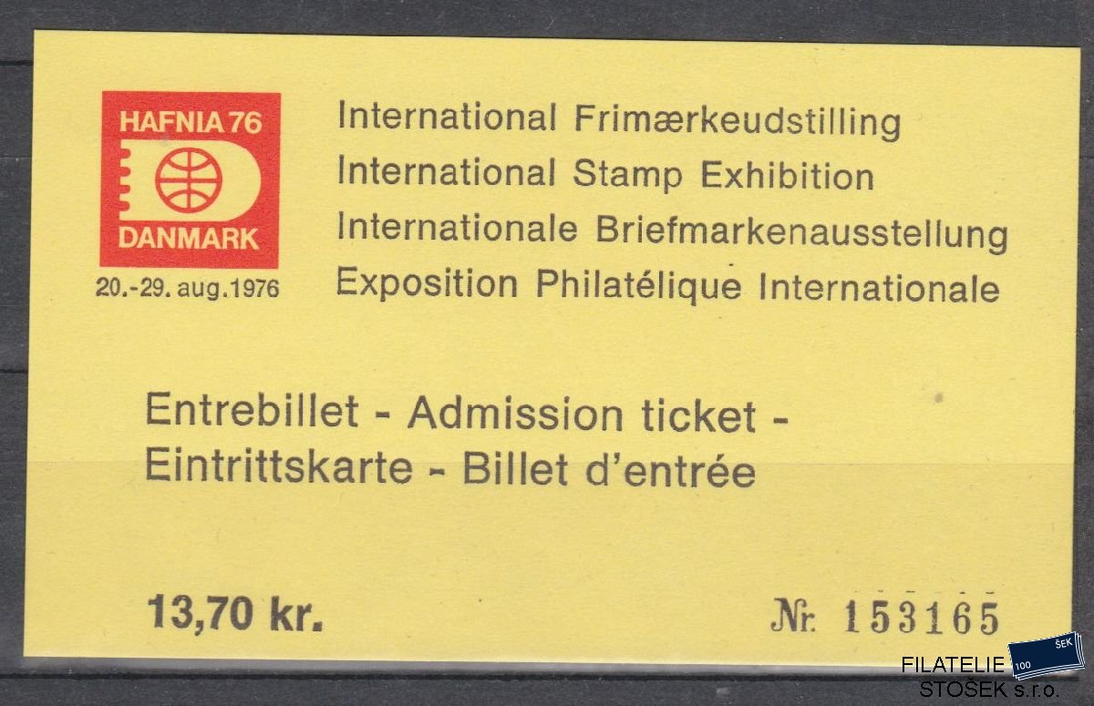 Dánsko známky vstupenka na výstavu