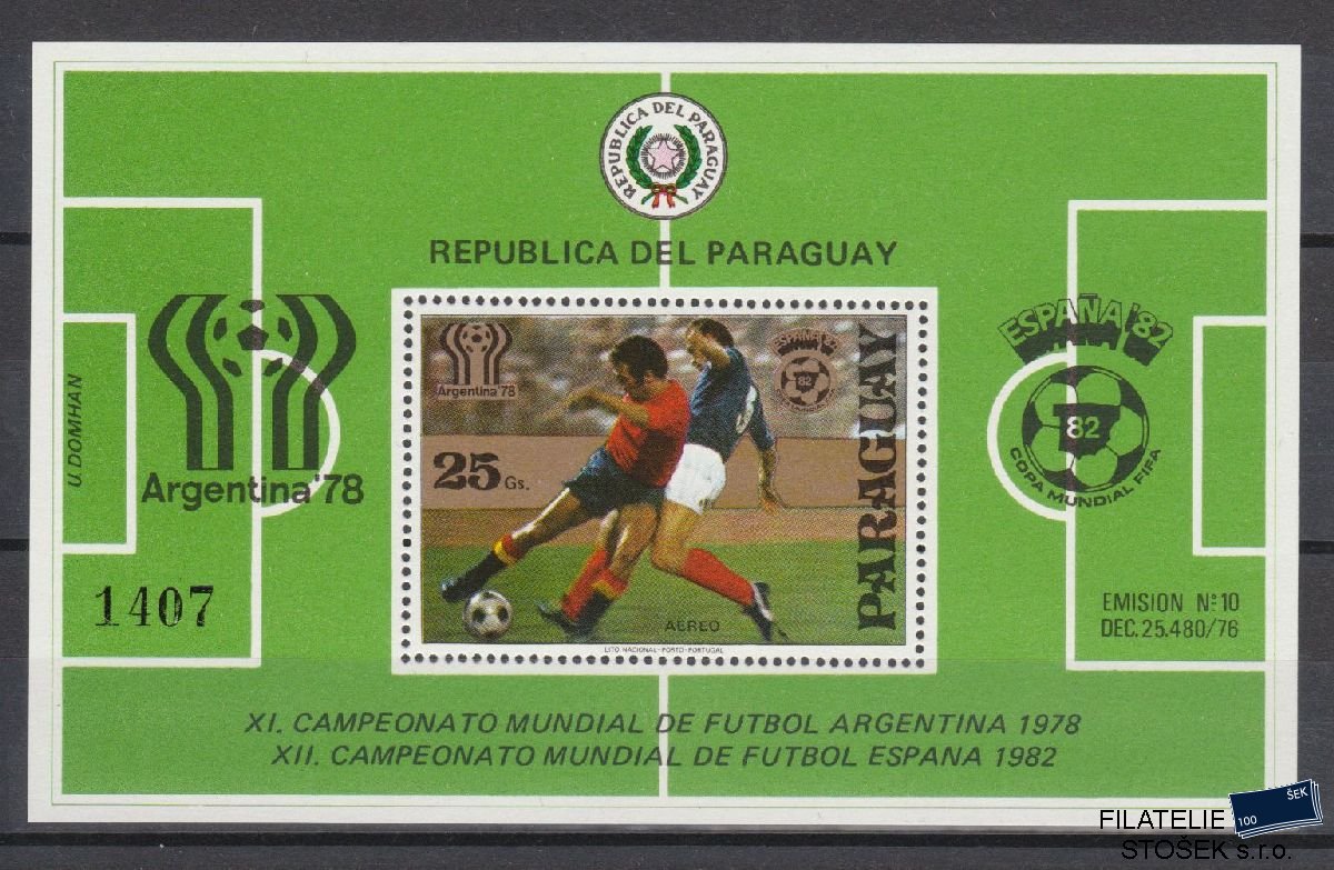 Paraguay známky Mi Blok 343 - Fotbal