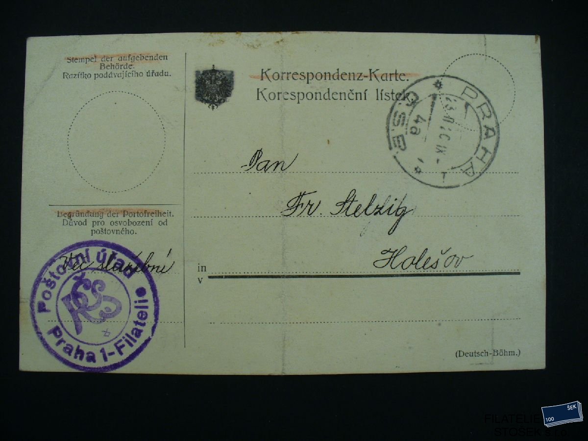 ČSR I celistvosti - Poštovní úřad - Praha 1 - Objednávka známek PČ 1919