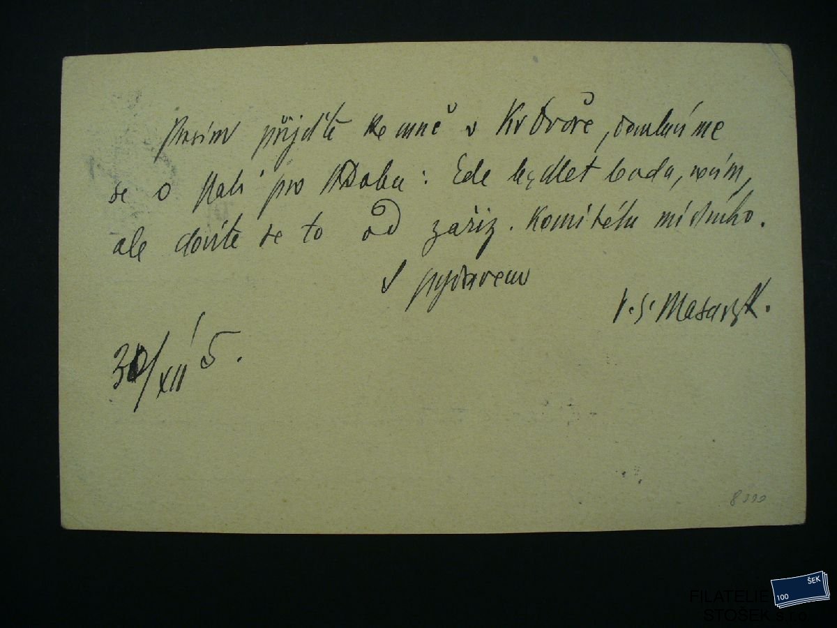 ČSR I celistvosti - podpis Masaryka - 30.XII. 1915