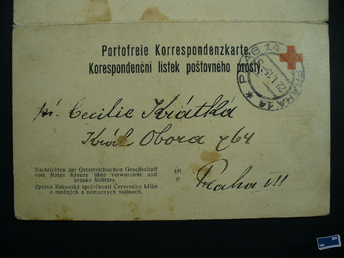 ČSR celistvosti - Praha 22.I.1915 - pěší pluk č. 88 - Červený kříž