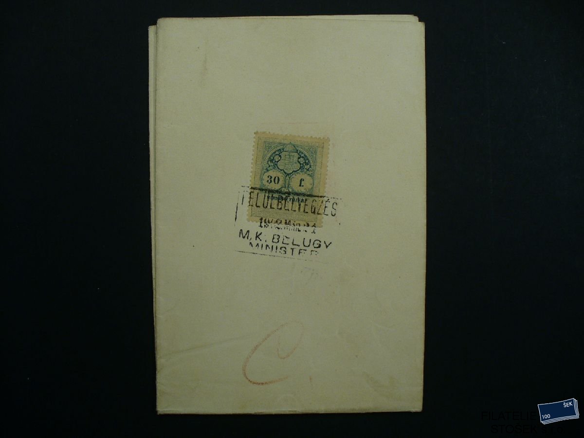 Maďarsko celistvosti - Kolková listina 1879 - 30 Filler Felulbelvegzes