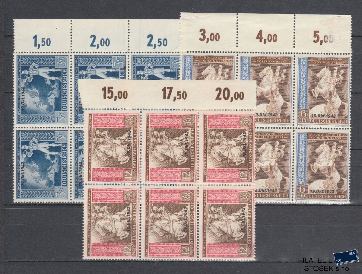 Deutsches Reich známky Mi 823-25 6 Blok Počítadla