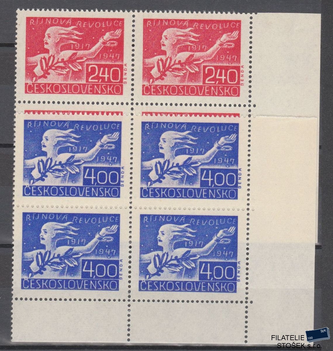 ČSSR známky 462-63 4 Bloky Rohové