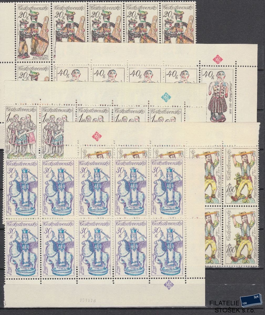 ČSSR známky 2350-54 10 Bloky Rohové 2x II+II