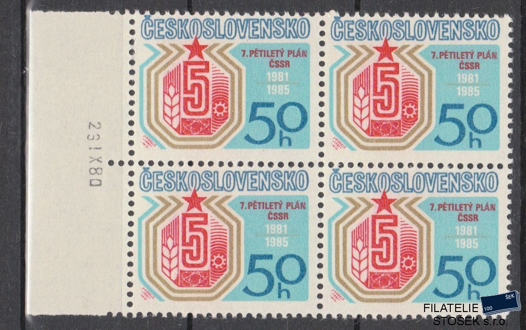 ČSSR známky 2467 4 Blok Datum tisku