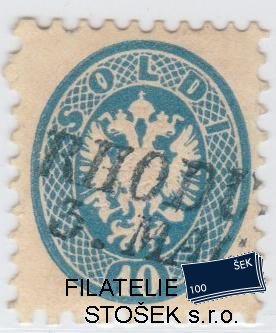 Lombardsko známky 22 modré razítko