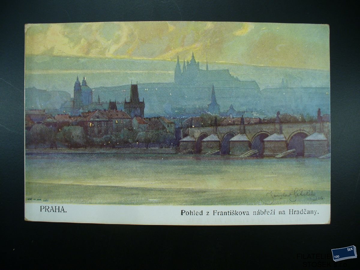 Praha - Pohledy - Pohled z Františkova nábřeží na Hradčany