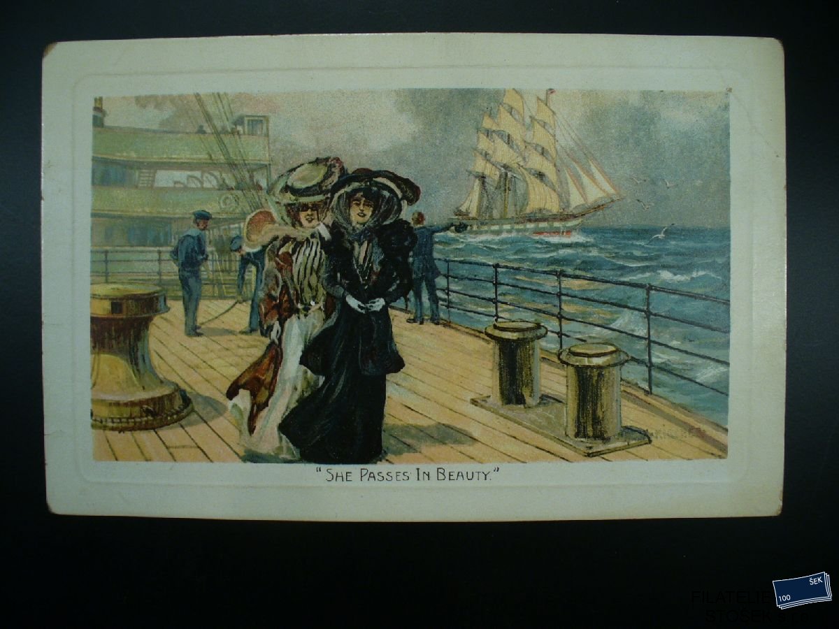 Pohledy - Ženy procházející se na lodní palubě