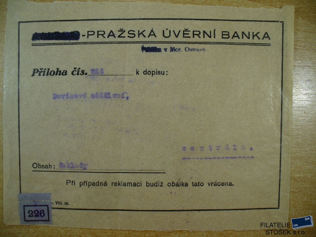 Protektorát celistvost - Pražská úvěrní banka - Příloha č. 226
