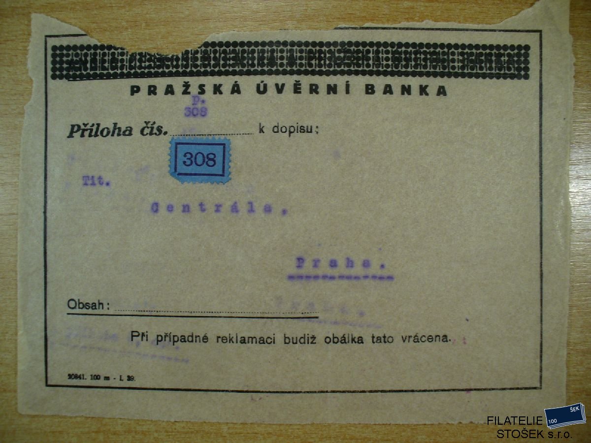 Protektorát celistvost - Pražská úvěrní banka - Příloha č. 308