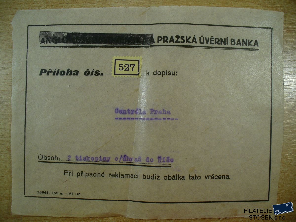 Protektorát celistvost - Pražská úvěrní banka - Příloha č. 527