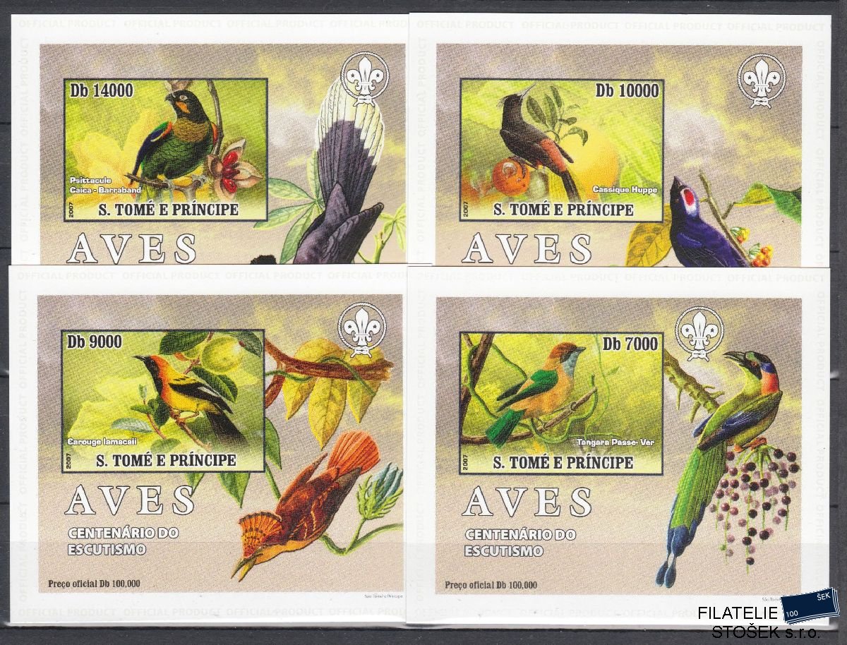 St. Tomé & Principe známky Mi 3032-35 Bloky - Ptáci