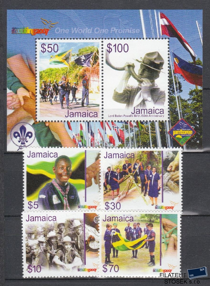 Jamaika známky Mi 1137-40 + Bl 59 - Skauti