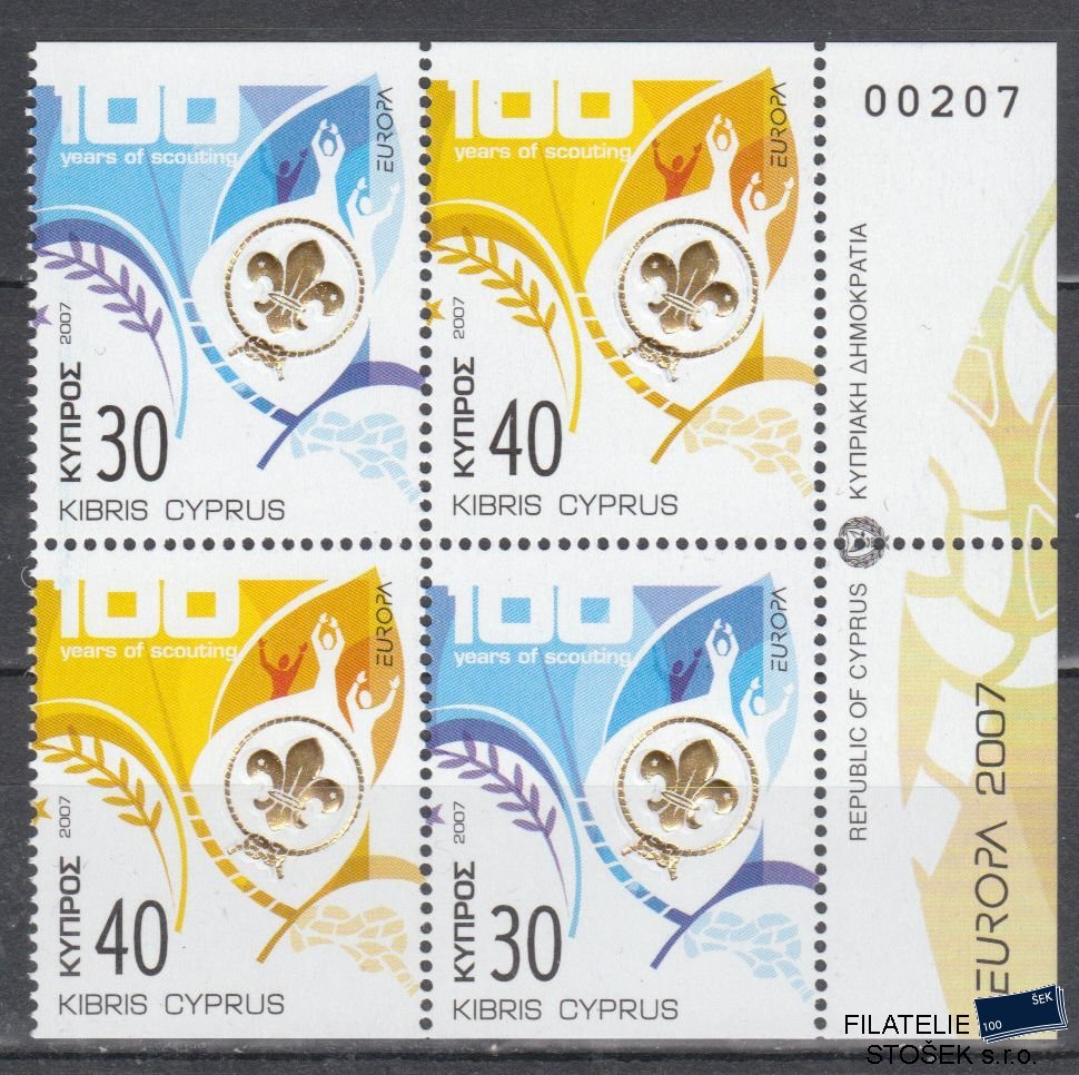 Kypr známky Mi 1096-97 4 Blok - Skauti