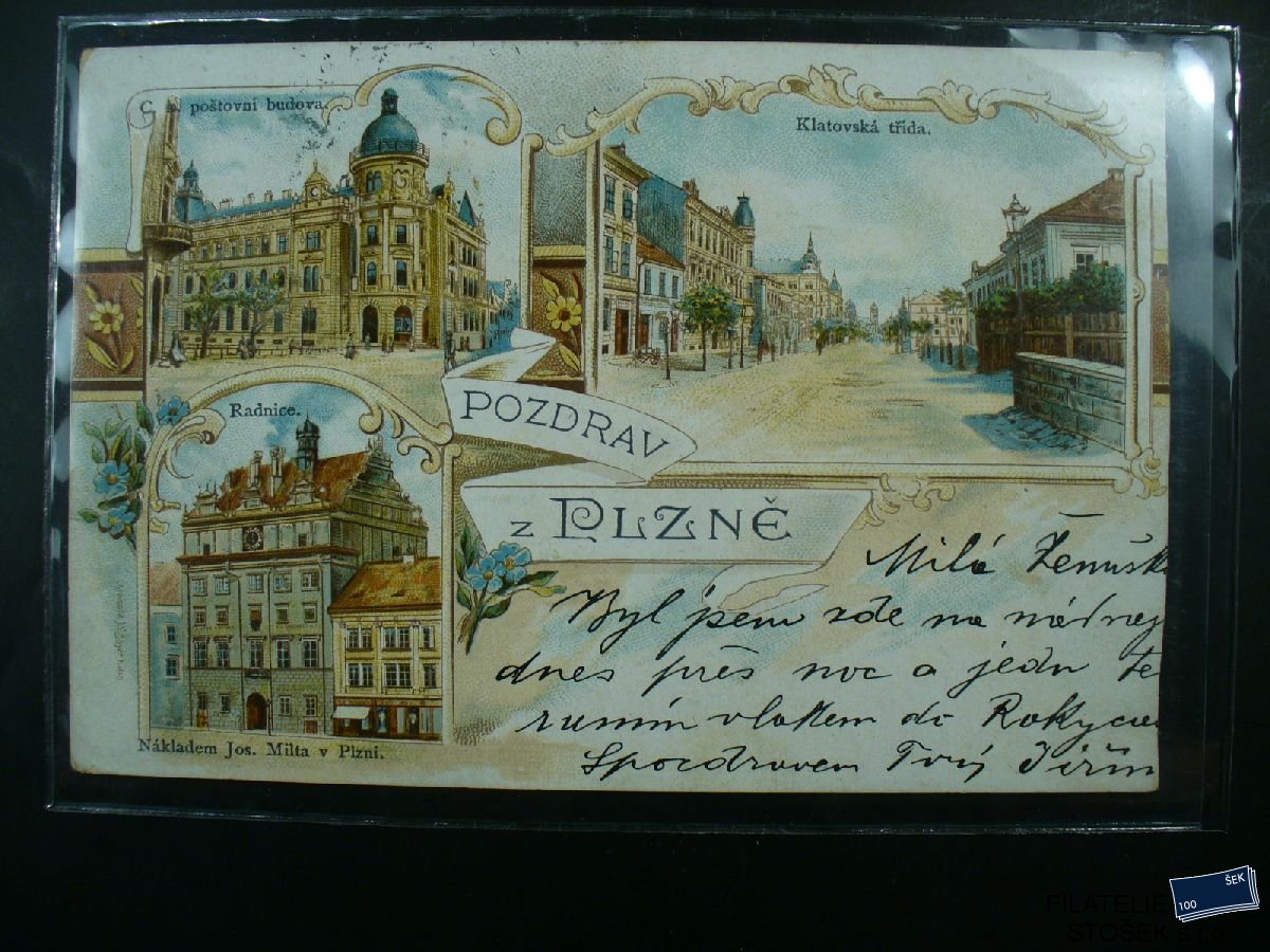 Plzeň - 3 okénková Barevná pohlednice