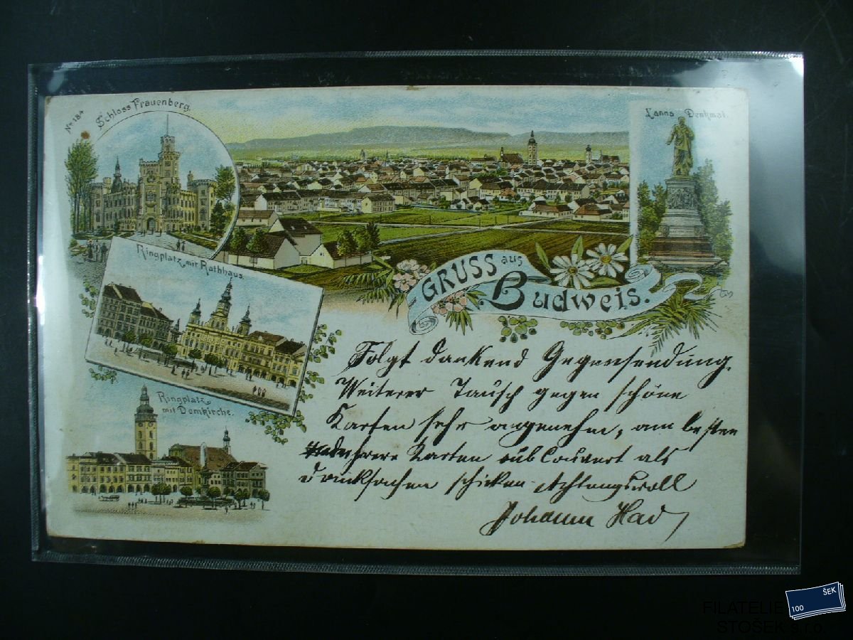 Budweis - 5 okénková Barevná pohlednice