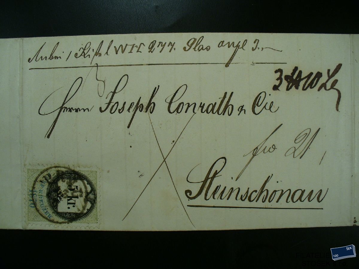 Rakousko celistvosti - Kolek 5 Kr 1870 - Prag - Steinschönau