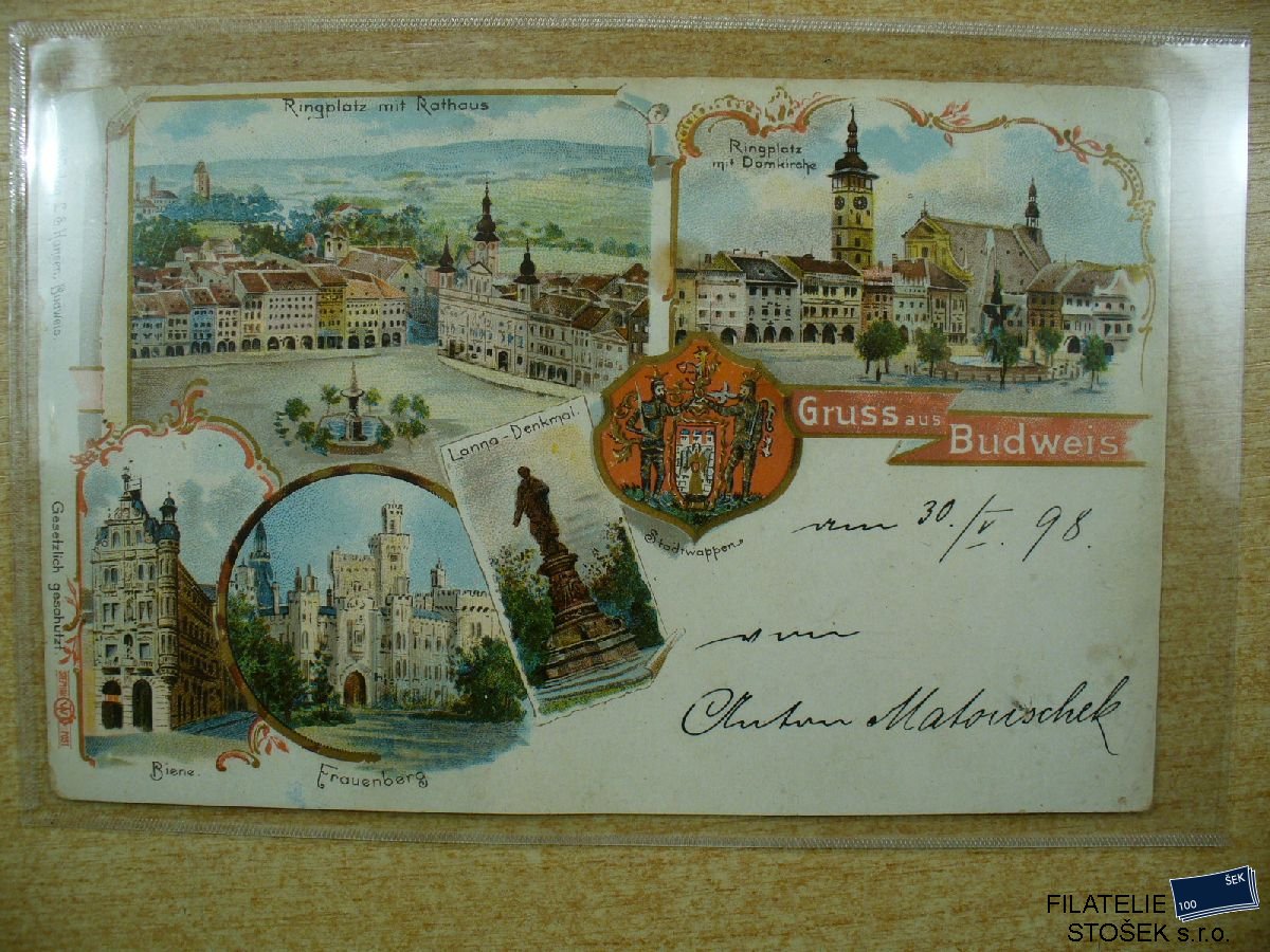 České Budějovice - 5 okénková Barevná pohlednice